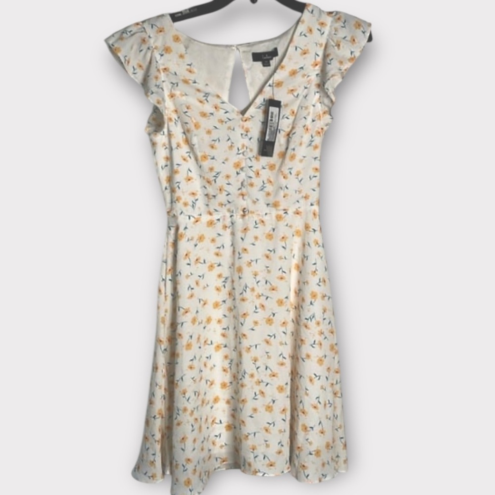 New. Lulus Strike a Posie Backless Floral Print Skater Dress